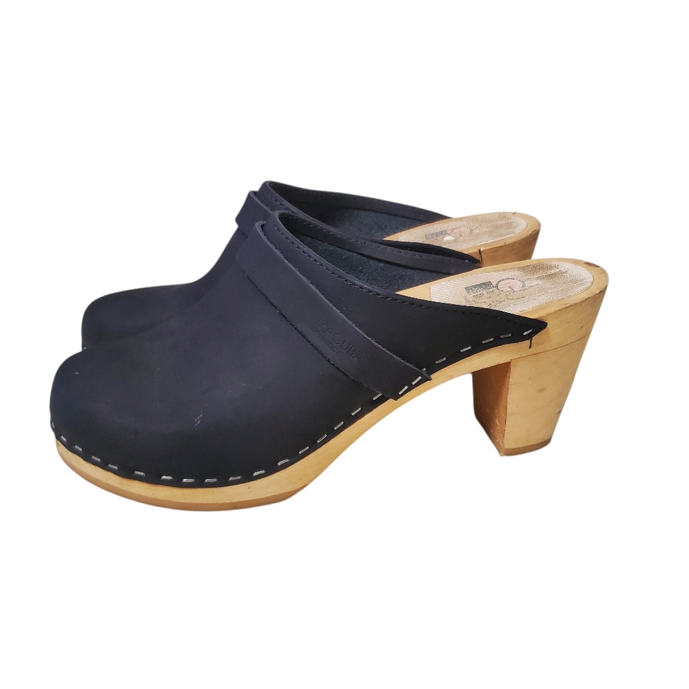 MAGUBA Stockholm Clogs Nubuck Wooden Heel Chunky